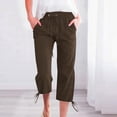 thumbnail image 1 of Feimerou Womens Capris Pant High Waist Comfy Casual Cotton Linen Pants 2025 Summer Casua Lightweight Loose Trousers Drawstring Trim with Pockets, 1 of 7
