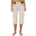 thumbnail image 1 of Feimerou Womens Hiking Pants Summer Cargo Capris Drawstring High Waisted Lightweight Stretch Capri Pants with Mutiple Pockets, 1 of 7