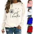 thumbnail image 1 of Feimerou Womens Long Sleeve Tops Plus Size Crewneck Graphic Sweatshirts Classic Fit Dandelion Printed Casual Pullover Top, 1 of 8