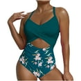thumbnail image 1 of Feimerou Womens One Piece Swimsuit Cut Outs Slimming Sexy Bathing Suit Halter Neck High Waisted Front Cross Bathing Suits Swimwear, 1 of 7