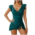thumbnail image 1 of Feimerou Womens One Piece Swimsuits With Tummy Control High Waisted Bathing Suit Swim Dress Modest V Neck Ruffle Sexy Swimwear, 1 of 1