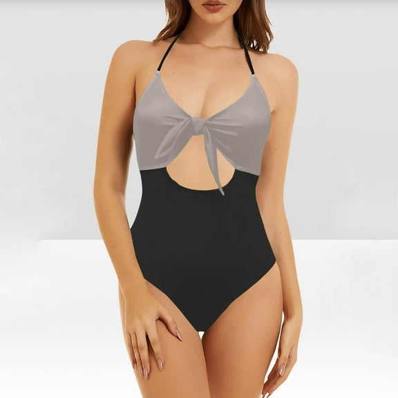 Feimerou Womens Sexy One Piece Bathing Suit Swimsuit High Cut Cheeky Coverage Cutout Halter Neck Sexy Spaghetti Straps Monokini Swimwear