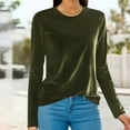 thumbnail image 1 of Feimerou Womens Tops Velvet Long Sleeve Plus Size Crewneck Casual Tee Shirts Soft Cozy Velour Top Solid Color Basic Slim Fit Thermal Shirt Valentines Day Gifts, 1 of 7