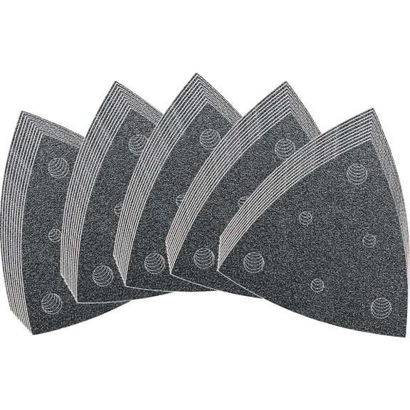 Fein Assorted Sanding Sheet Set with Hook & Loop Attachment - Coarse to Fine Grit for Multi-Material Use, Perforated, 60-240 Grit, 3-1/8 Edge Length, 50-Pack - 63717109035