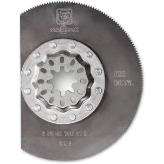Fein Solid Segmented High Speed Steel Circular Saw Blade with Metal Toothing for Plastics, Fiberglass and Wood - StarLock Mount, 3-11/32" Diameter - 63502106210