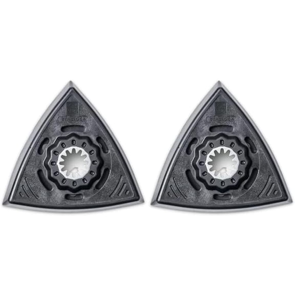 Fein StarLock Triangular Shape Backing Standard Version Oscillating Pad Set with Plastic Plate and Hook and Loop Surface - Perforated, 3-1/8" Edge Length, 2-Pack - 63806136220