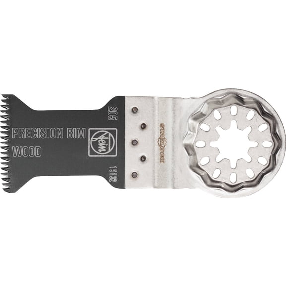 Fein Starlock E-Cut Precision Saw Blade - Precision Cutting for Wood, Drywall & Soft Plastics, Bimetal with Double-Row Japanese Teeth, Narrow Waisted, 1-3/8" Width, 2" Length - 63502205260