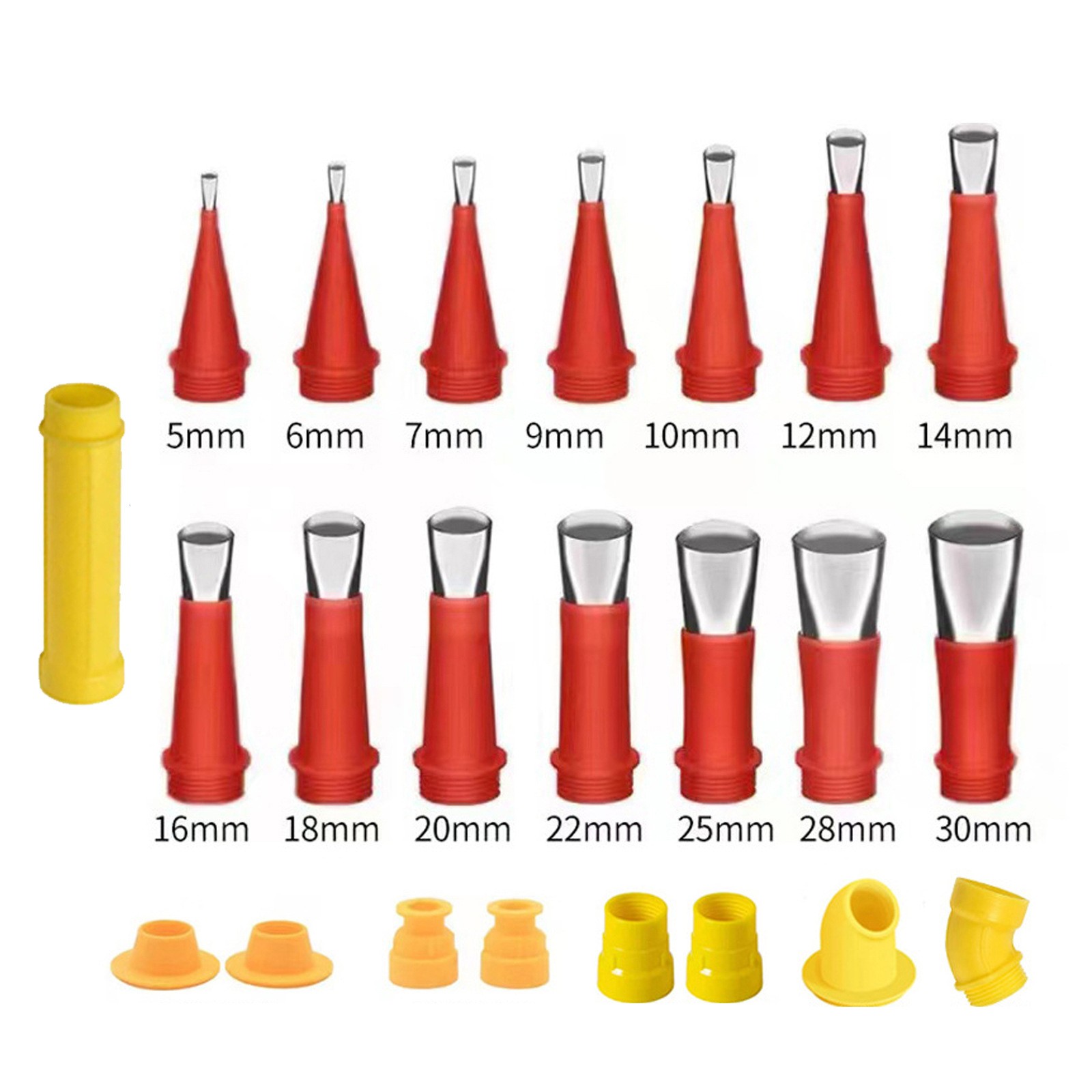 Feinib Clearance! 23Piece Set (14 Nozzles + 8 Bases + 1 Extension Rod) Stainless Steel Nozzle