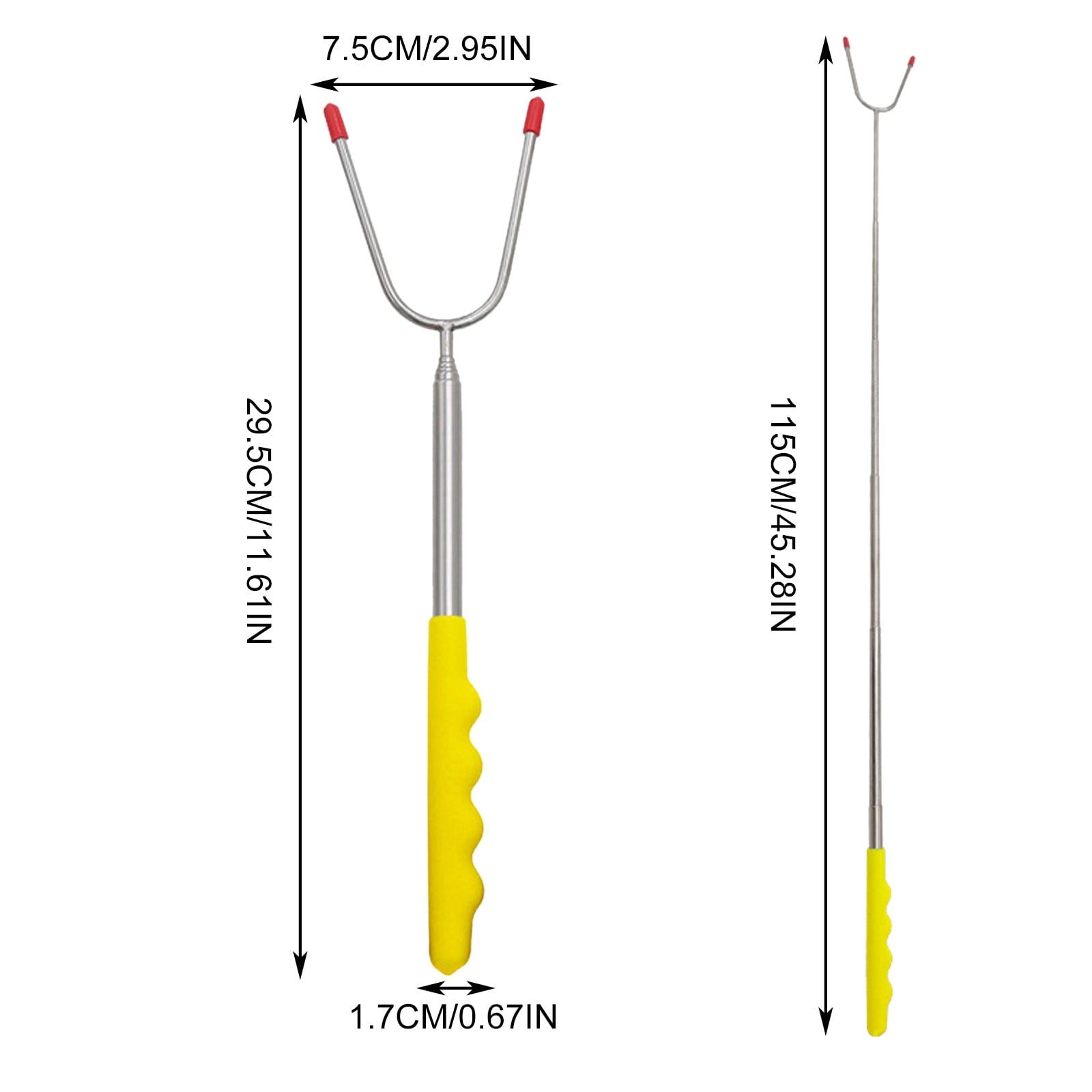 Feinib Clearance! Bbq Fork Stainless Steel 115Cm Telescopic Barbecue Fork U Shaped Barbecue
