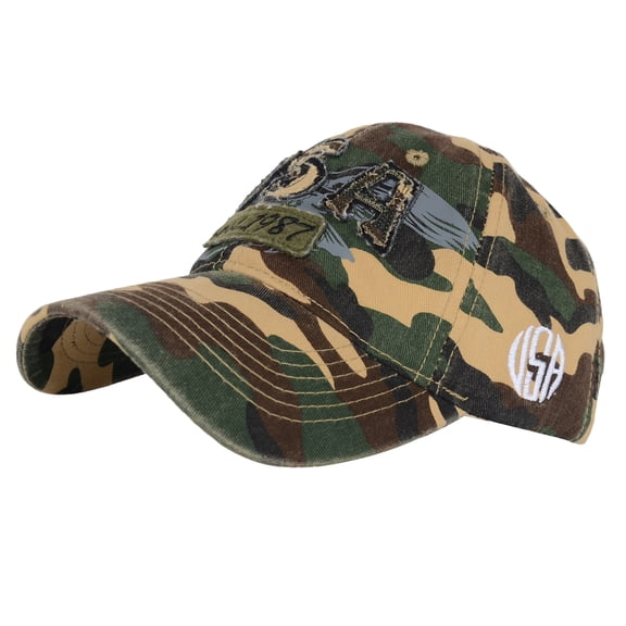Feinuhan American USA Embroidered Washed Cotton Baseball Cap Polo Style, Green