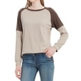 thumbnail image 1 of Feinuhan Casual Color Block Tunic Tops Long Sleeve Crew Neck Blouses T-Shirt, Beige, XX-Large, 1 of 1