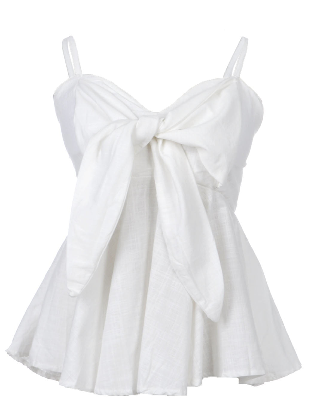 Feinuhan Cute White Womens Bow Trim Spaghetti Strap Peplum Camisole Tank  Tops - Walmart.com