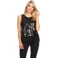thumbnail image 1 of Feinuhan Fashion Sequin Strap Sheer Ruffle Hem Sparkly Party Crop Tank Tops For Women, 1 of 5