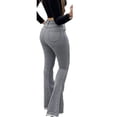 thumbnail image 1 of Feinuhan Women's Mid Waist Distressed Flared Jeans Pocket Denim Bell Bottom Pants, Grey, XX-Large, 1 of 3