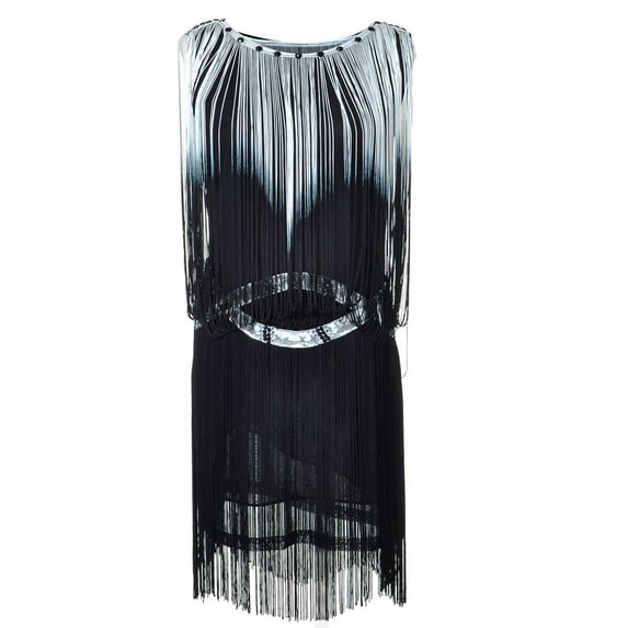 Feinuhan Womens 1920s Drop Waist Flapper Mini Cocktail Dress with Tassel Fringe