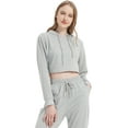 thumbnail image 1 of Feinuhan Womens Crop Top Sweatshirt Long Sleeve Hoodie Pullover, Grey, X-Large, 1 of 5