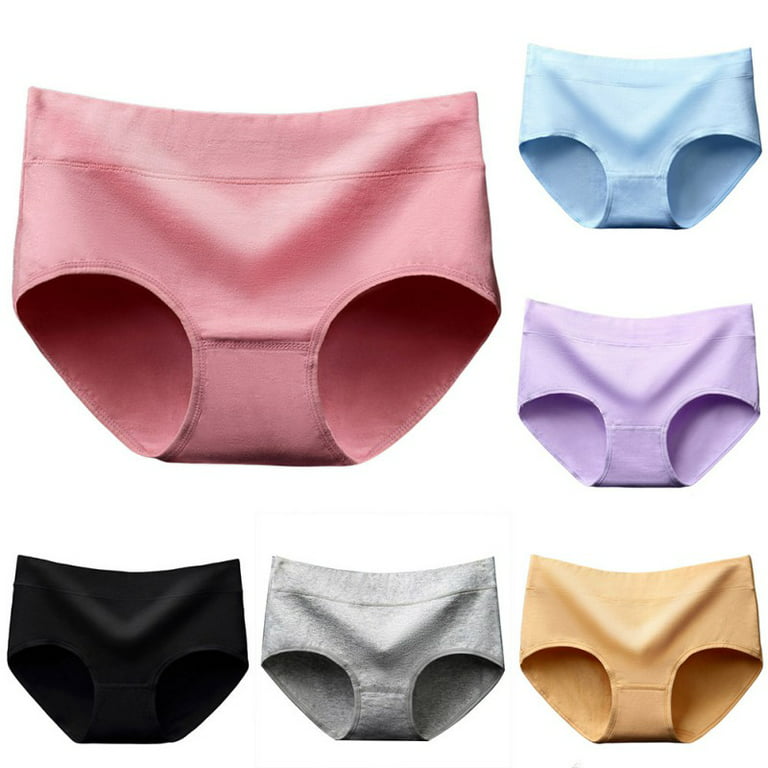 Feiona-6PS Women's Underwear Cotton Seemless Panties Middle Waist Briefs  Comfortable Panty Underwear 