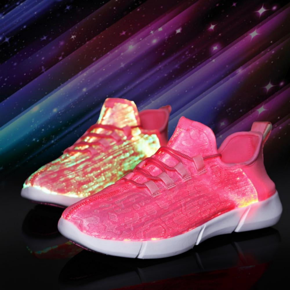 Feiona Kids LED Light Up Shoes Boys Girls Fiber Optic Shoes with USB Charging Flashing Luminous Child Toddlers Sneakers, Kids Unisex, Size: 26, White