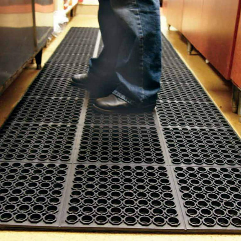 Non-Slip Rubber Drainage Mat, Anti-Fatigue Commercial Kitchen