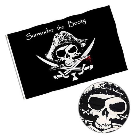 Feiona Pirate Flag 3x5 inch, double-sided and double-sewn Jolly Roger boat flag with brass washing machine, Pirate Party supplies Halloween decorative flags