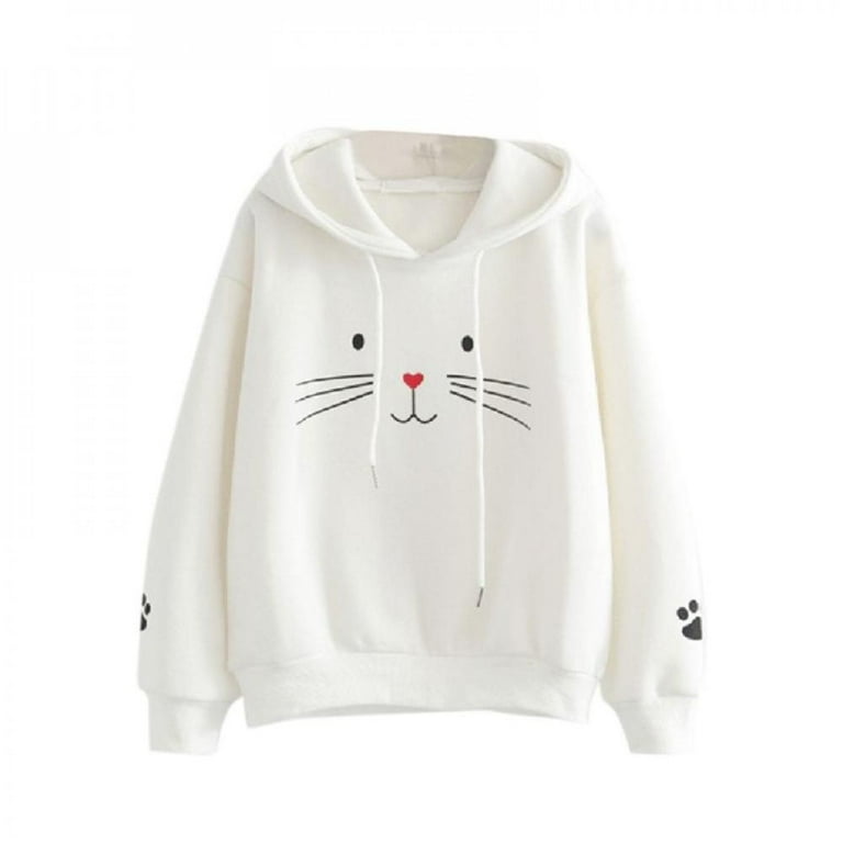 White cat online hoodie