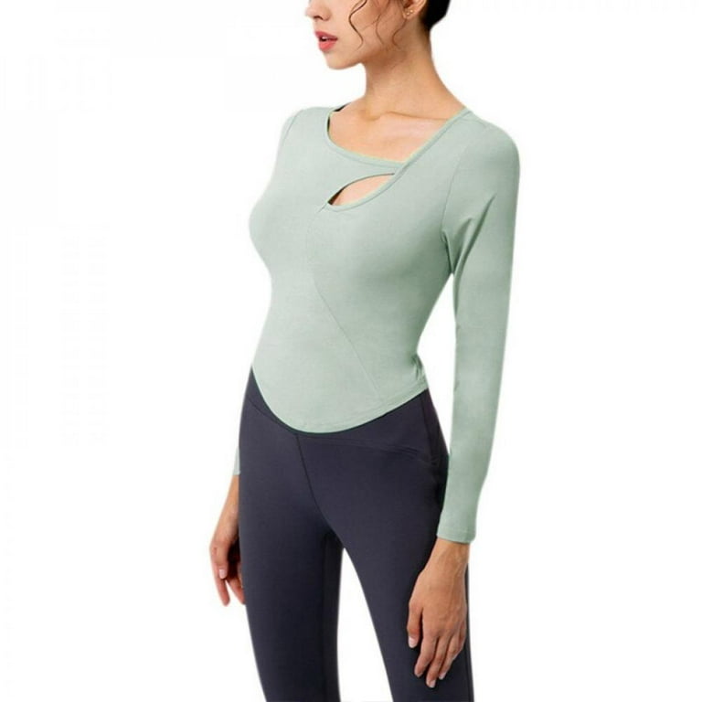 Feiona Women Sports Fitness Yoga Long Sleeves With Chest Pad
