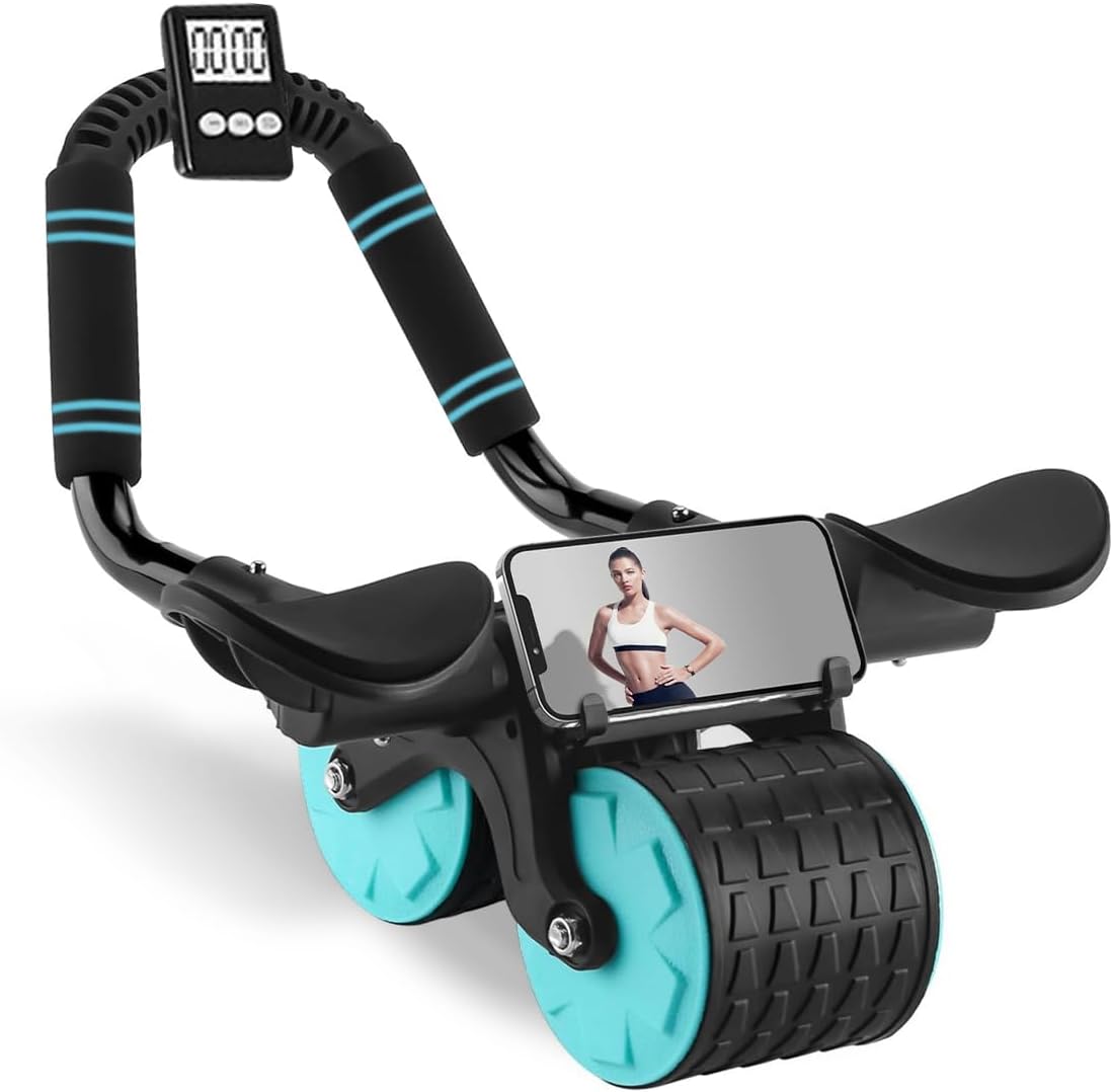Bauchrad Roller Mit 4 Rädern & Automatischem Rebound – Stabilitätsgriff Mit Ellenbogenstütze Für Core-Training – Ideal Für Home Gym, Anfänger & Profis