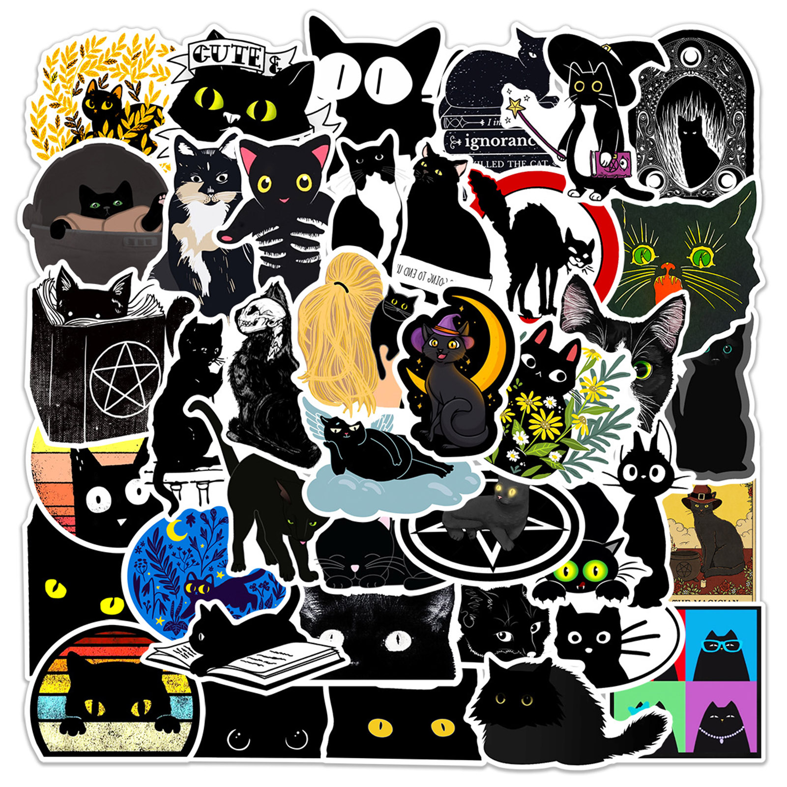 10/30/50/100PCS Cartoon Black Cat Stickers Scrapbook Phone Guitar Laptop  Luggage Cool Waterproof Sticker Children Classic Toy - Realistic Reborn  Dolls for Sale