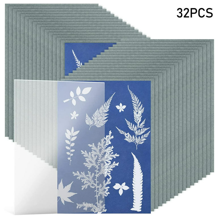 FeiraDeVaidade Cyanotype Paper, 32Pcs Sun Print Paper Kit, High Sensitivity  Sun Print Nature Paper 