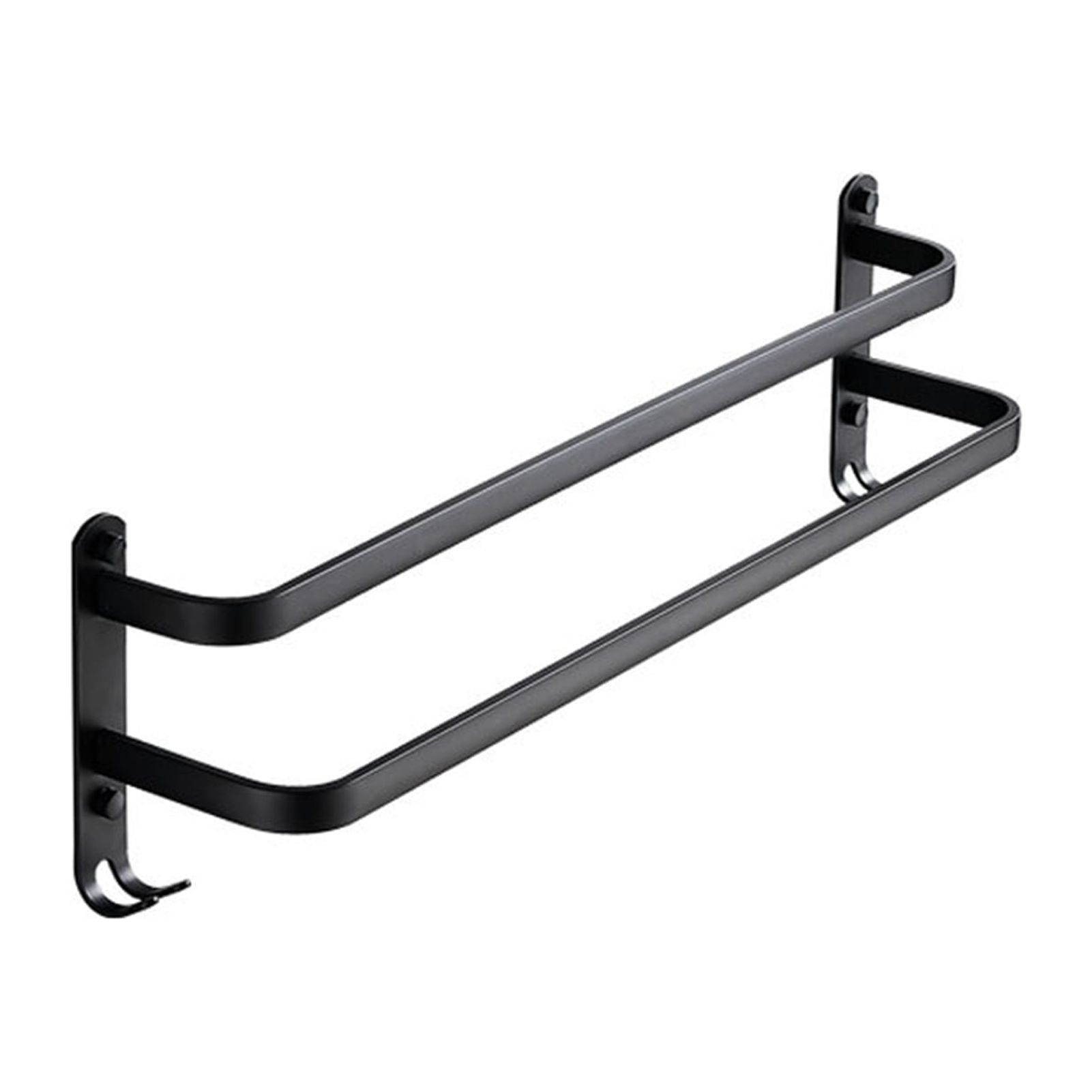 FeiraDeVaidade Towel Holder Black Matt Aluminium Towel Rail No Drilling