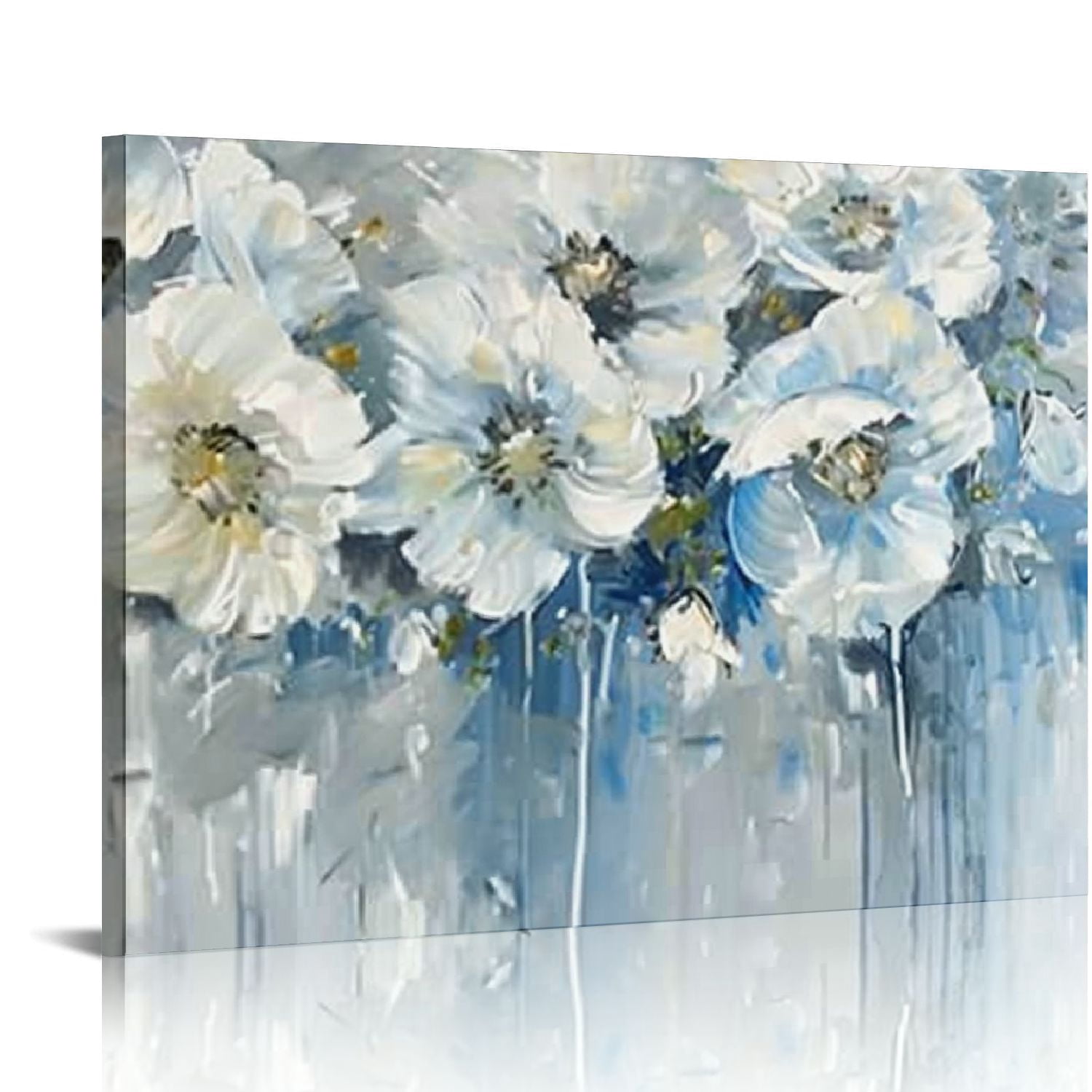 Feiri Abstract Flower Pictures Decor Wall Art - White Floral Canvas ...