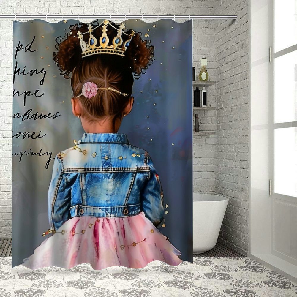 Feiri African American Beautiful Black Girl Bathroom Shower Curtain Set ...