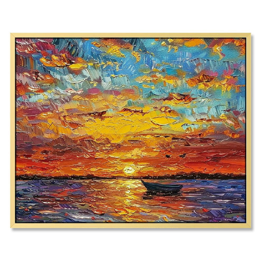 Feiri Art Sea Sunrise landscape Modern Abstract Oil painting Large ...