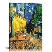 Feiri  - Cafe Terrace At Night, Vincent Van Gogh Art Reproduction. Giclee Canvas Prints Wall Art for Home Decor  12x16 in