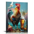 thumbnail image 1 of Feiri  Canvas Print Cocktail Bar Funny Rooster Chicken Artwork Print Painting Vintage Farmhouse Rooster Wall Art for Bathroom 8x12inch Decoration Bedroom Bathroom pattern3, 1 of 5