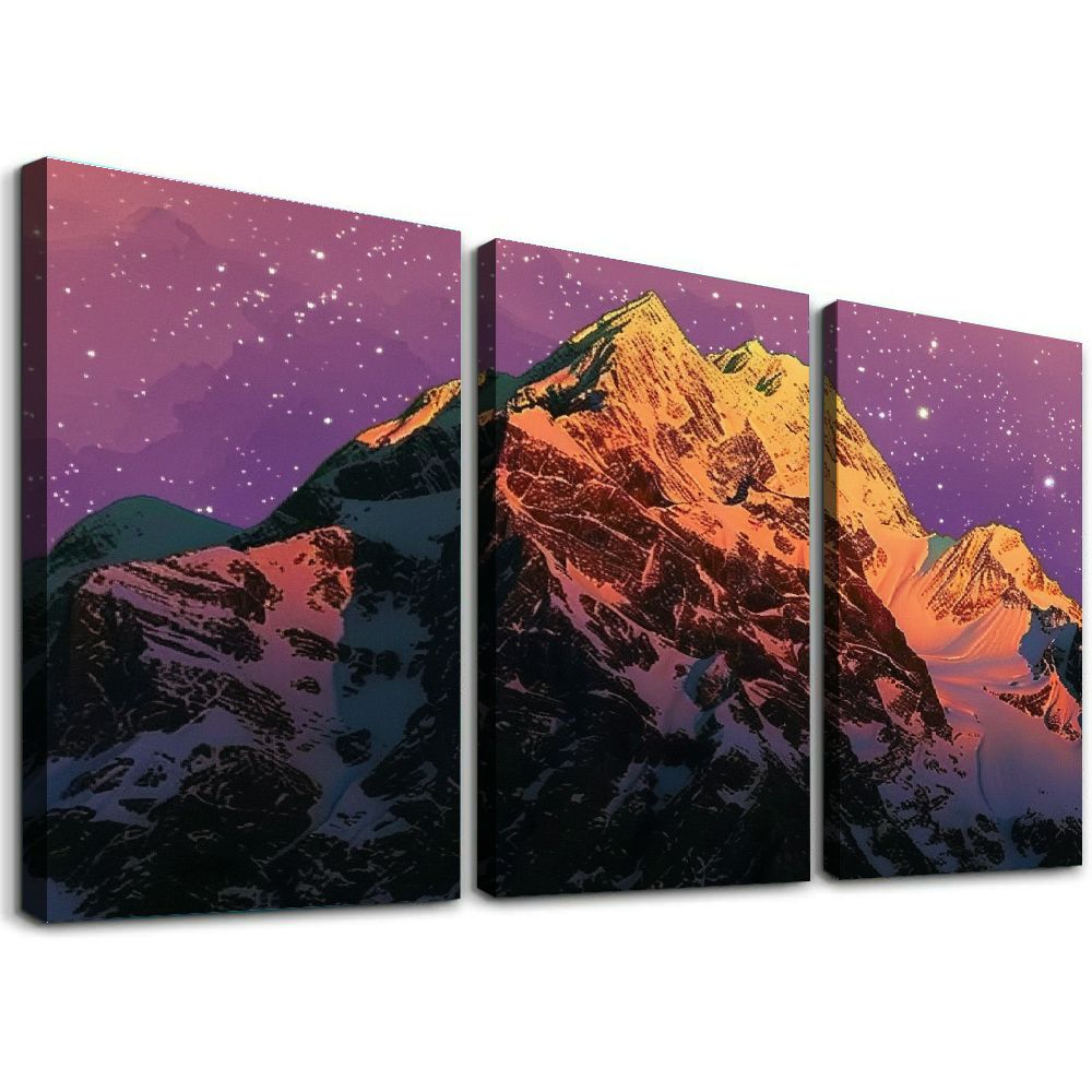 Feiri Canvas Wall Art for Home Office Decor Night Sky Mountain Surreal ...