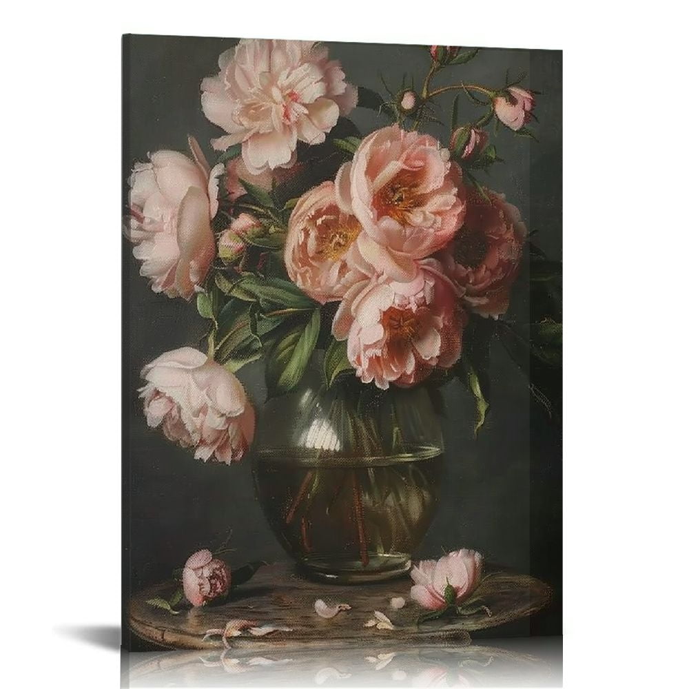 Feiri Framed Canvas Wall Art Painting Print Vintage Flower Wall Decor ...