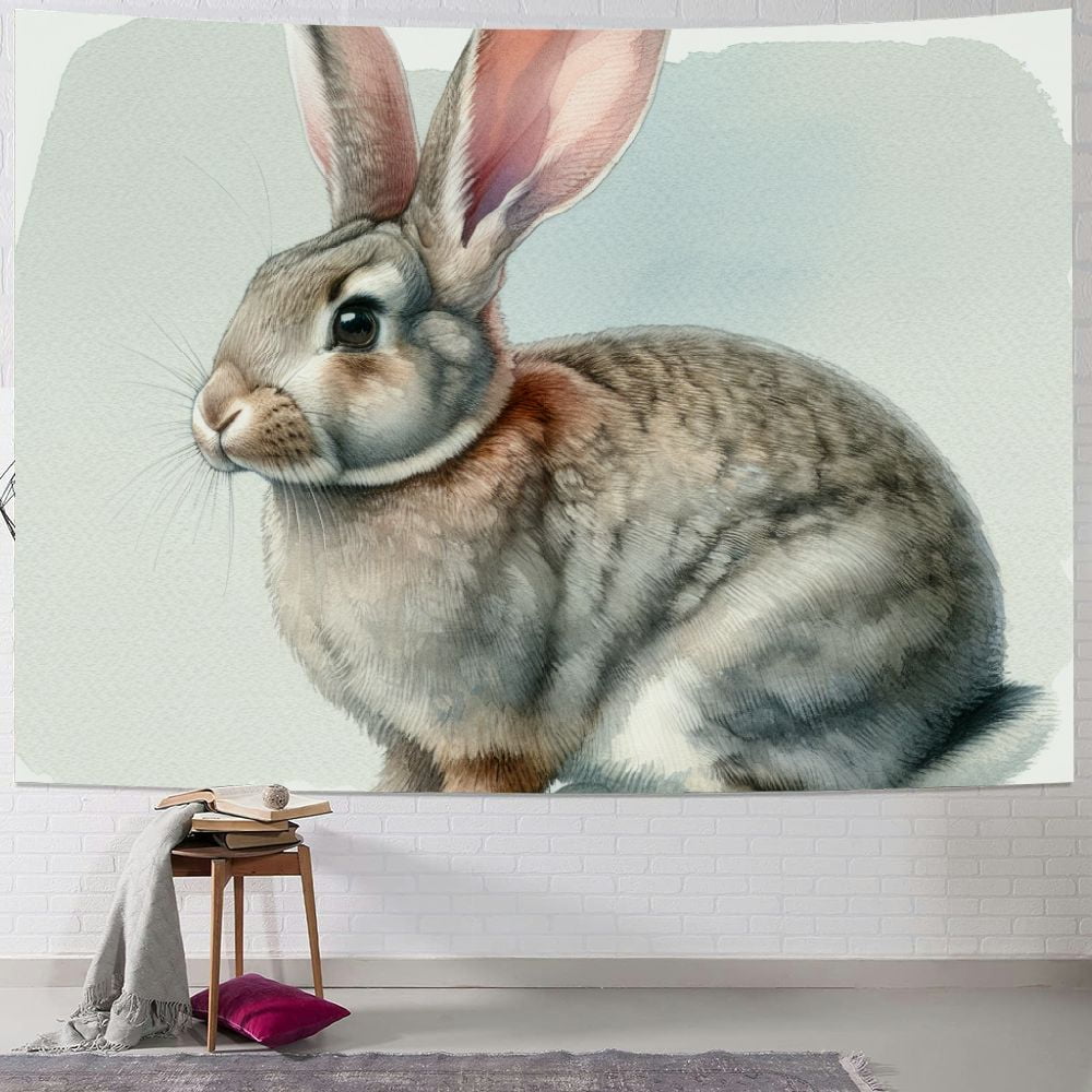 Feiri Home Decor Blue Gray Cute Rabbit Poster Picture Tapestry ...