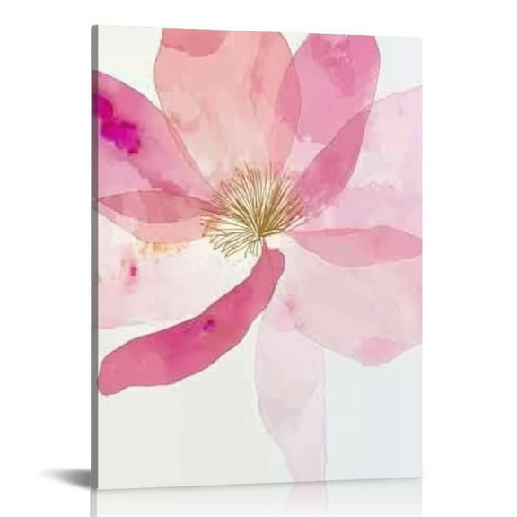 Feiri Light Pink Flower Wall Art Prints, Blush Botanical Floral Canvas Paintings, Aesthetic Plant Poster Pictures for Women Girls Bedroom Bathroom Home Room Decor Set of 12x16 in