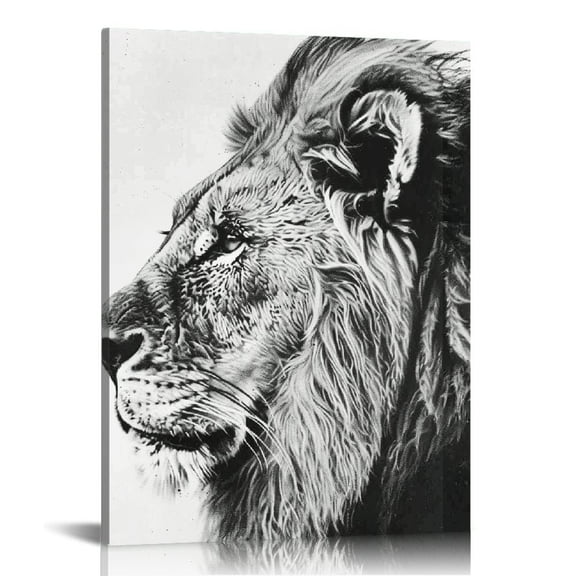 Feiri  Lion Art Wall Decor Picture: Wildlife Portrait Graphic Artwork Print Painting on Wrapped Canvas  16x20 in