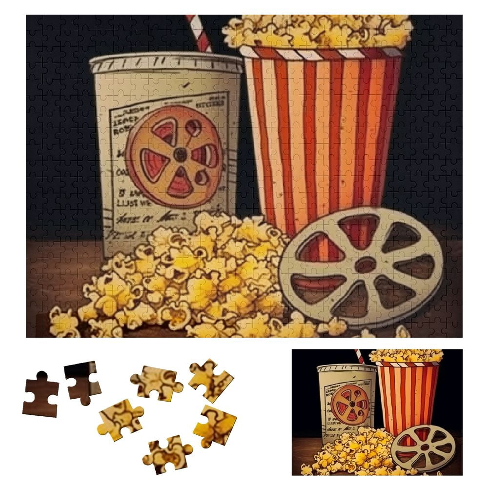 Feiri Movie Night Wooden Jigsaw Puzzle for Adults and Kids