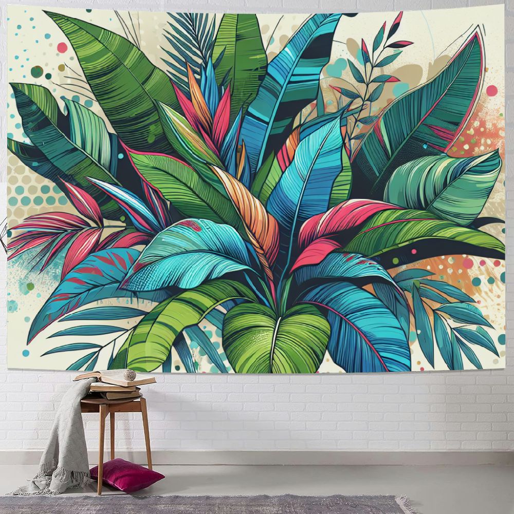 Feiri Palm Leaf Watercolor Tropical Jungle Palm Tree Banana Leaves Wall ...