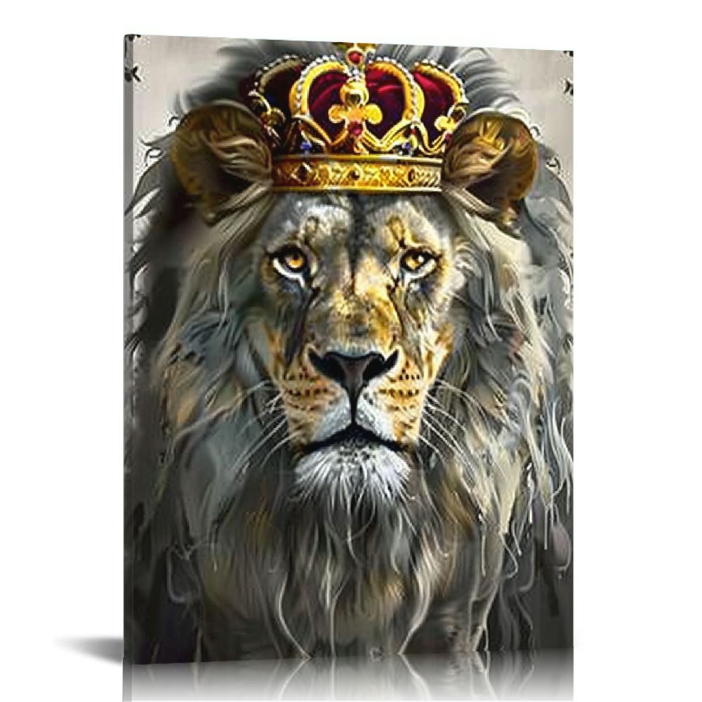 Feiri Pieces King Animal Lion and Lioness Canvas Wall Art Lion with ...