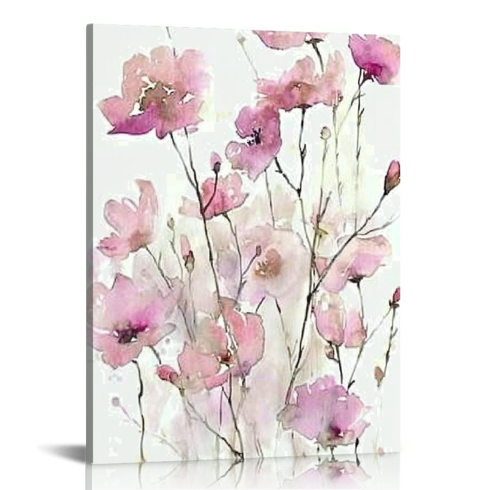 Feiri Pink Flower Wall Art Bedroom 3 Piece Romantic Floral Wildflower ...