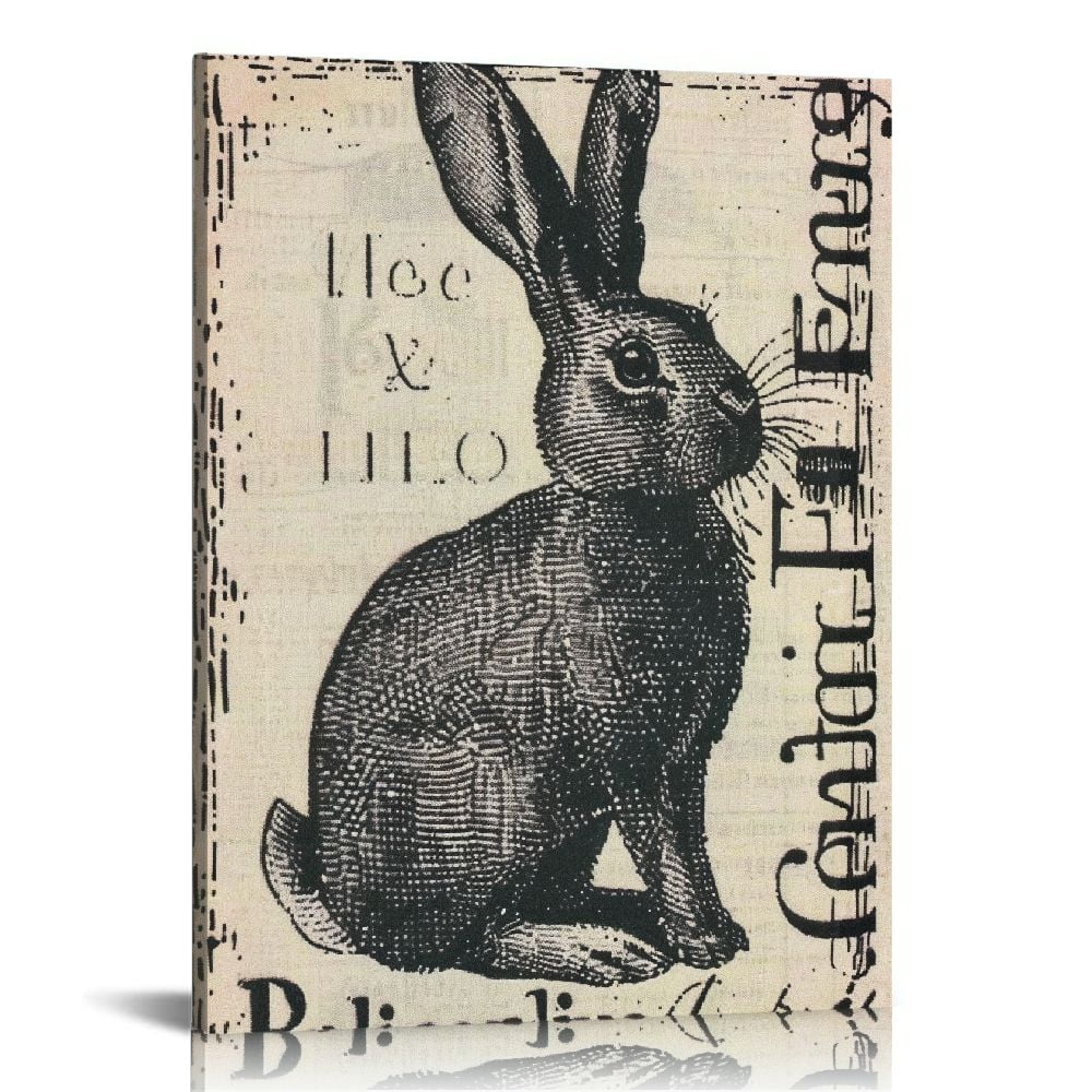 Feiri Rabbit Canvas Prints Wall Art, Wooden Arched Frame Hanging Plaque ...