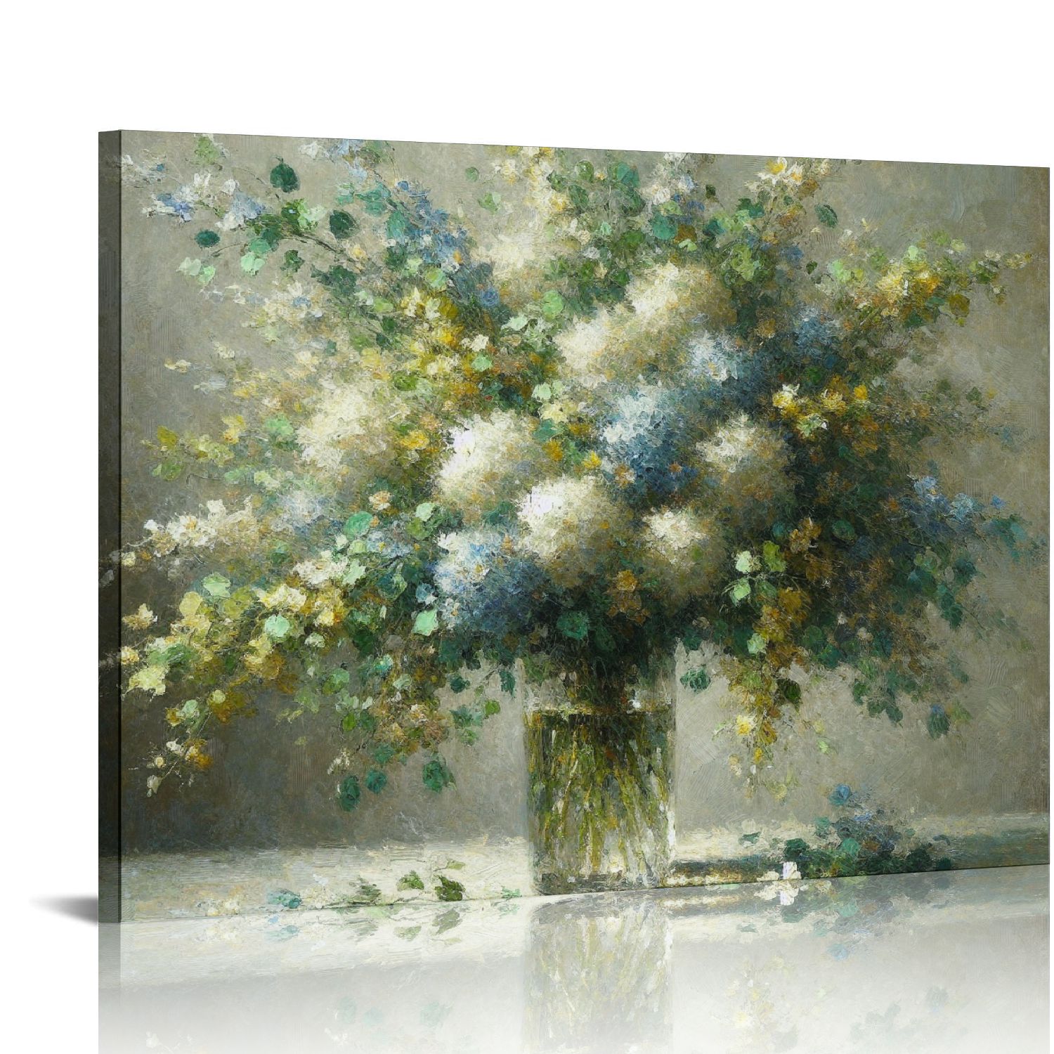 Feiri Rustic Flower Canvas Wall Art Vintage White Rose Floral Painting