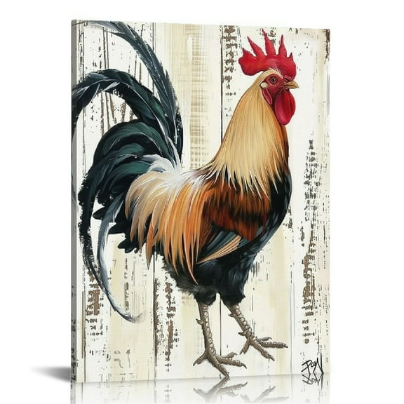 Feiri  Rustic Rooster Kitchen Decor Cute Chicken Picture Frames Canvas Print Wall Art 12x16 in