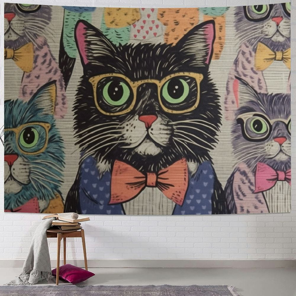 Feiri Tapestry Wall Hanging Hipster Cute Cats Easy Care Lightweight Three Sizes Painting Walmart