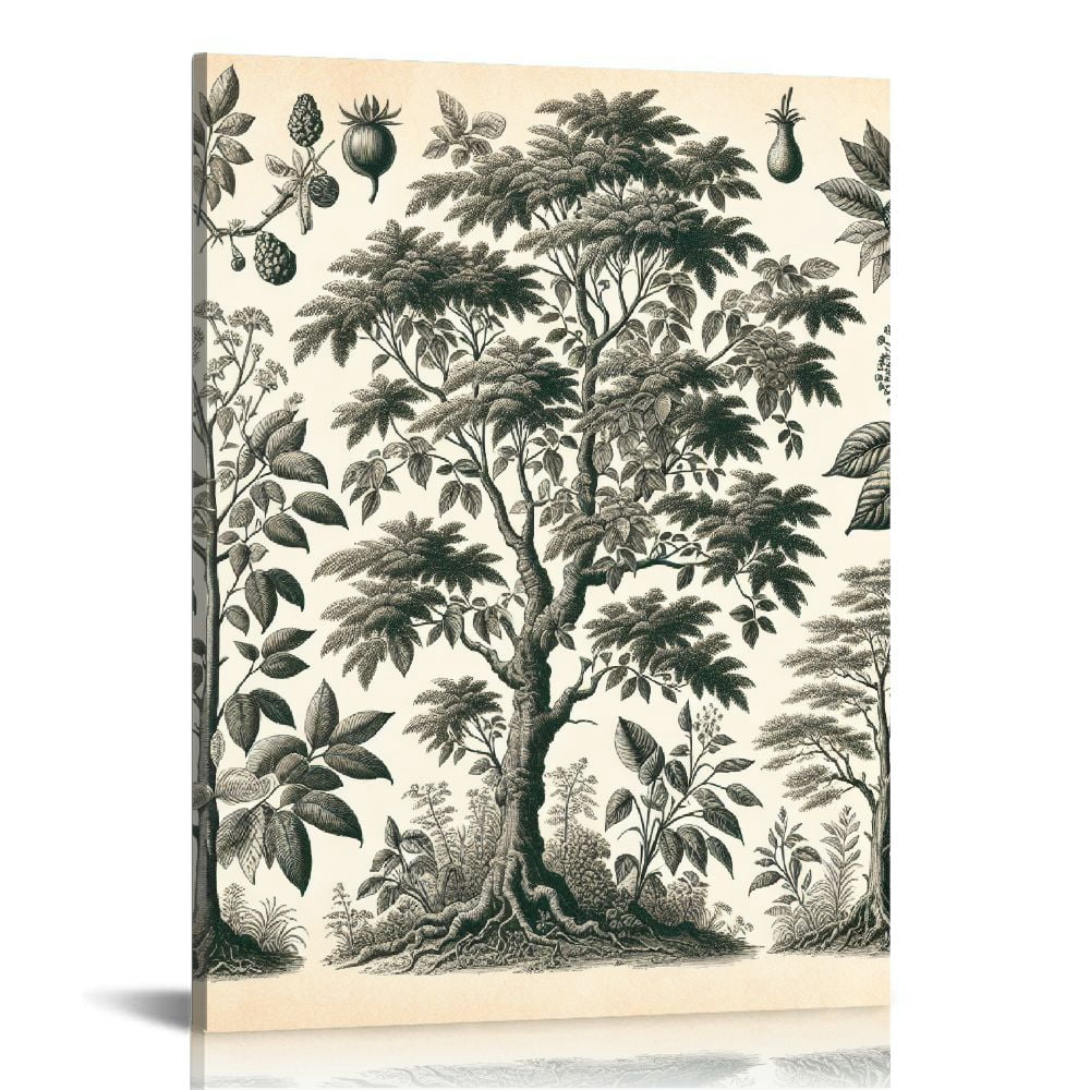 Feiri Vintage Tree Poster Hanging,Green Tree Wall Hanging Botanical ...