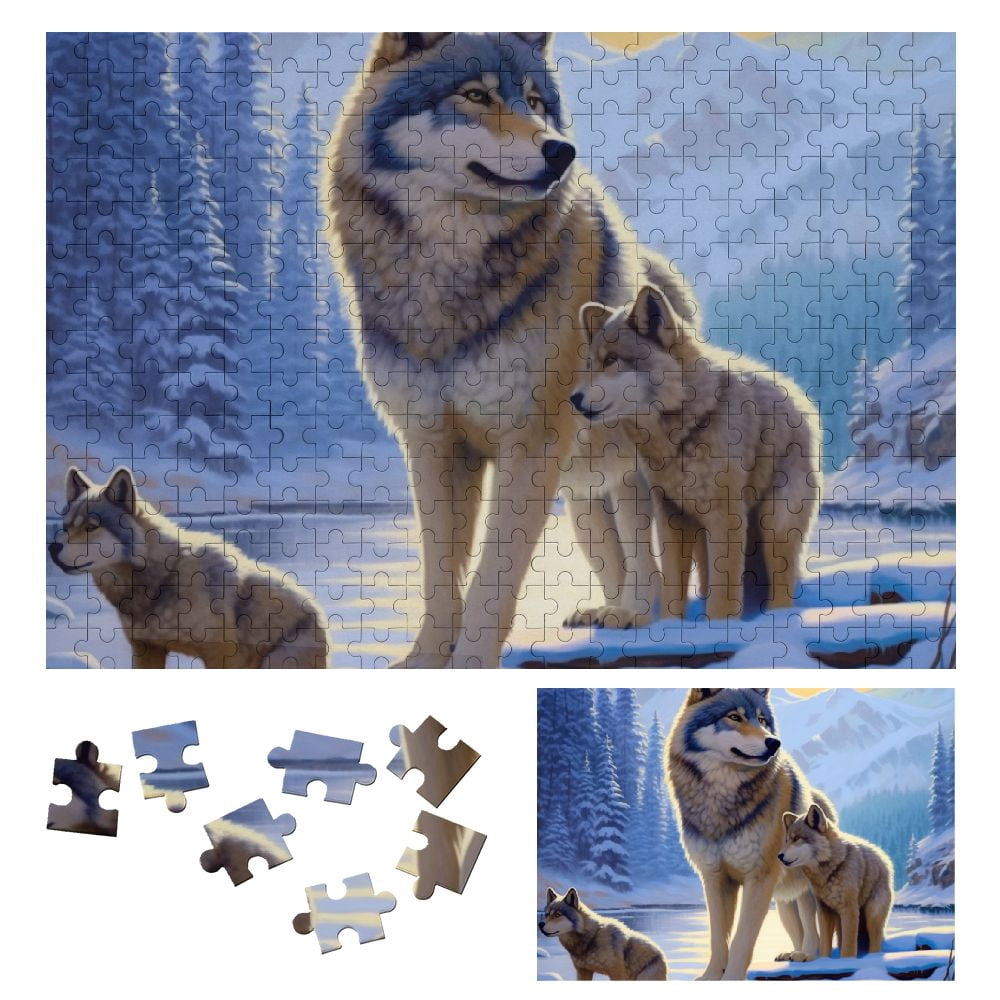 Feiri Wolf and Cubs Wooden Jigsaw Puzzle Challenging Difficult Wood ...